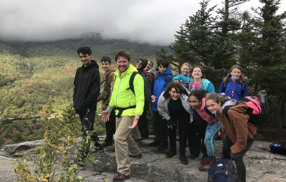 Middle School students on a retreat to the Appalachian Mountain Club
