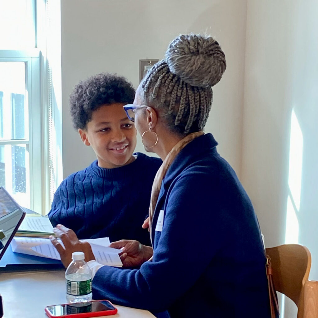 Student and grandparent at Riverbend's Grandparents and Special Friends Day