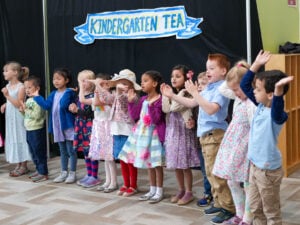 Kindergarteners singing at the Kindergarten Tea