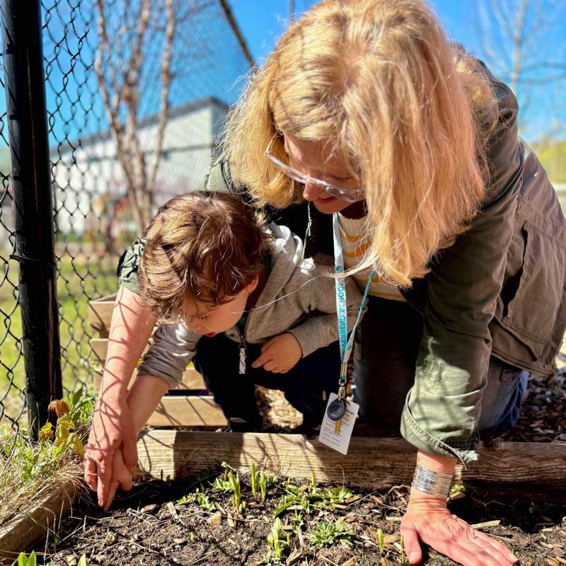 Teacher and student in nature class