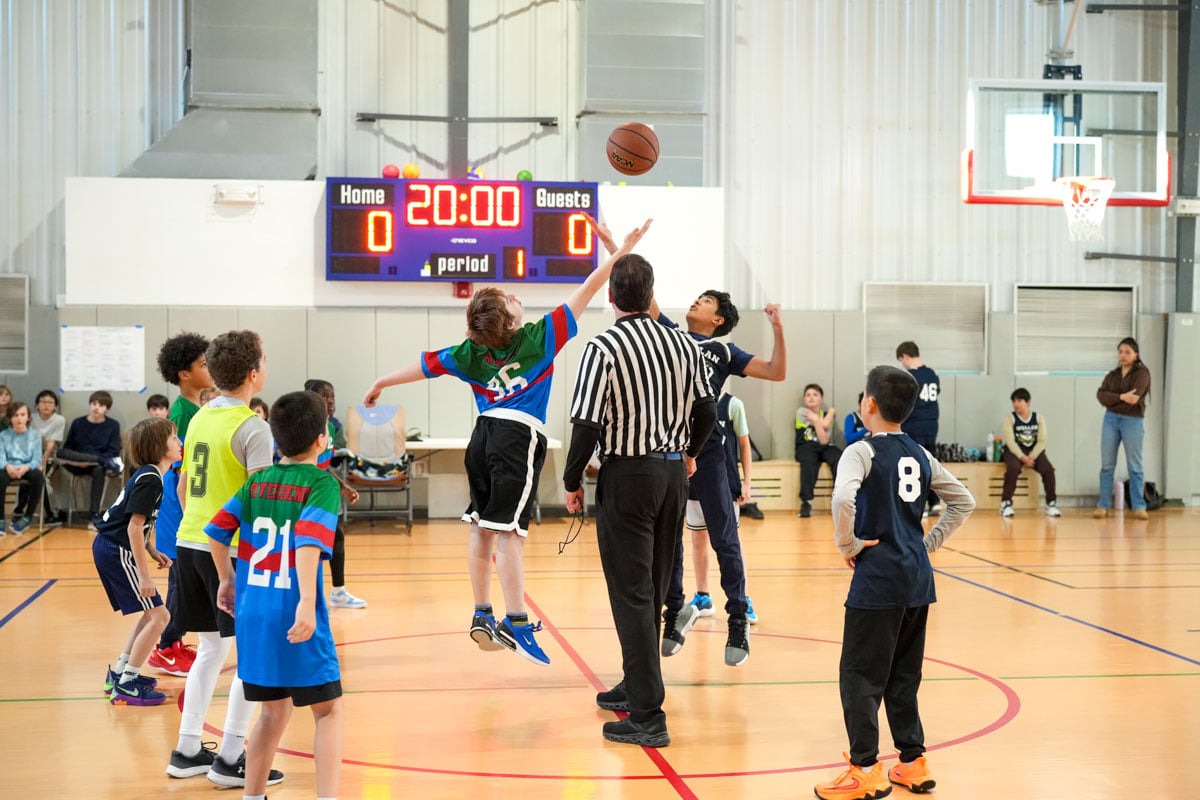 Basketball game at Riverbend gym Natick facility rental